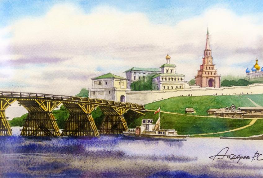 Деревянный мост на Кизицкой дамбе на р. Казанке. Айдаров Р.С.::Выставка-посвящение Шаляпину